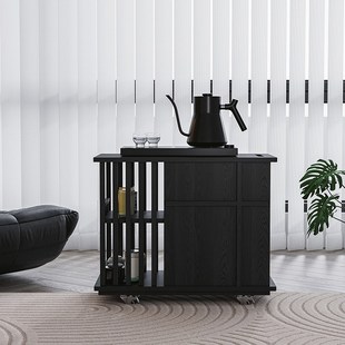 全实木可移动茶台多功能茶桌边几小推车储物柜客厅茶水柜沙发边柜