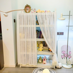 柜门帘子遮挡过道隔断帘蕾丝防尘门帘窗帘免打孔安装魔术贴纱帘