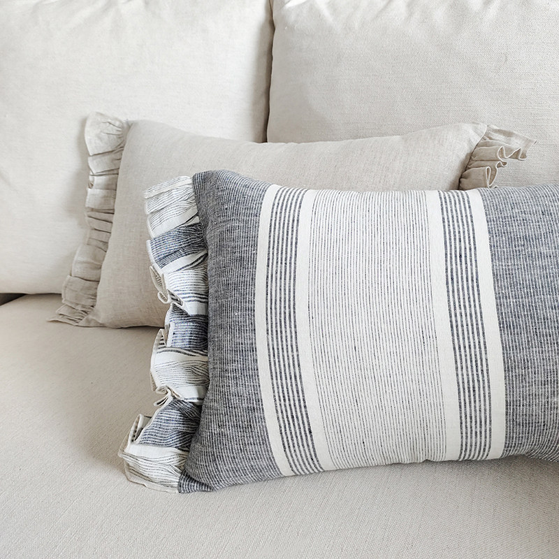 麻布肌理 100%亚麻木耳边沙发腰枕靠垫汉麻30*50长方形抱枕送枕芯,居家布艺,腰靠垫,淘宝优惠券,粉丝福利购,淘宝优惠卷