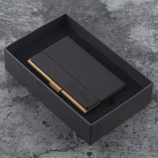 刻字时尚精致男士可携式黑檀实木金属商务名片盒名片夹随身礼品