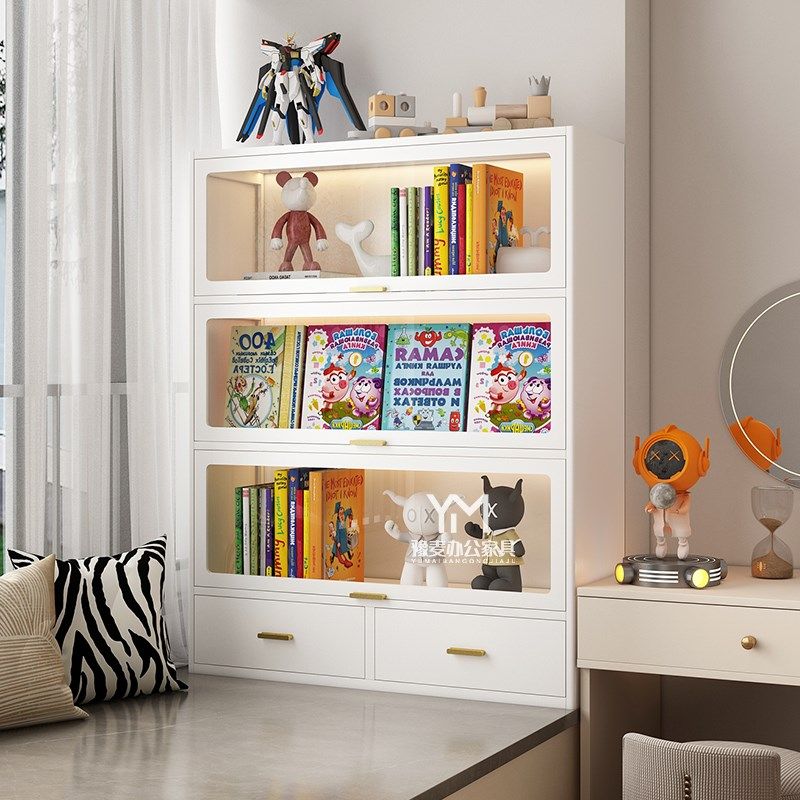 钢制儿童书柜带门书架飘窗防尘储物柜铁艺展示柜卧室置物架收纳柜,住宅家具,儿童书柜,淘宝优惠券,粉丝福利购,淘宝优惠卷