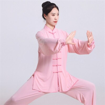新款牛奶丝太极服女款春夏高端弹力透气太极拳练功服男武术八段锦