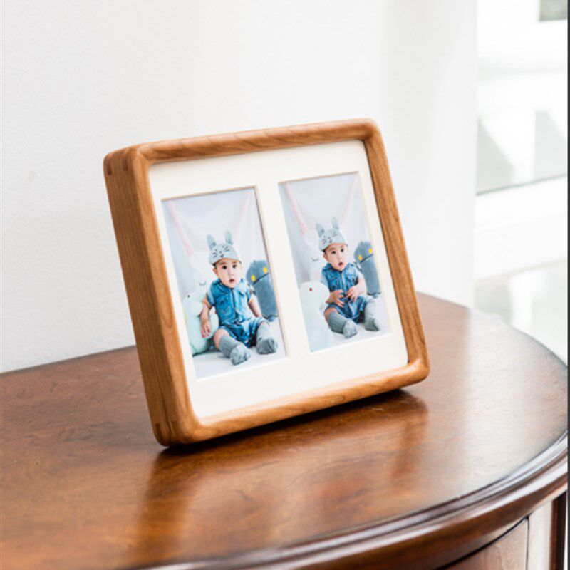 黑胡桃实木相框6寸/a4摆台结婚照原木像框挂墙装裱洗照片做成相框