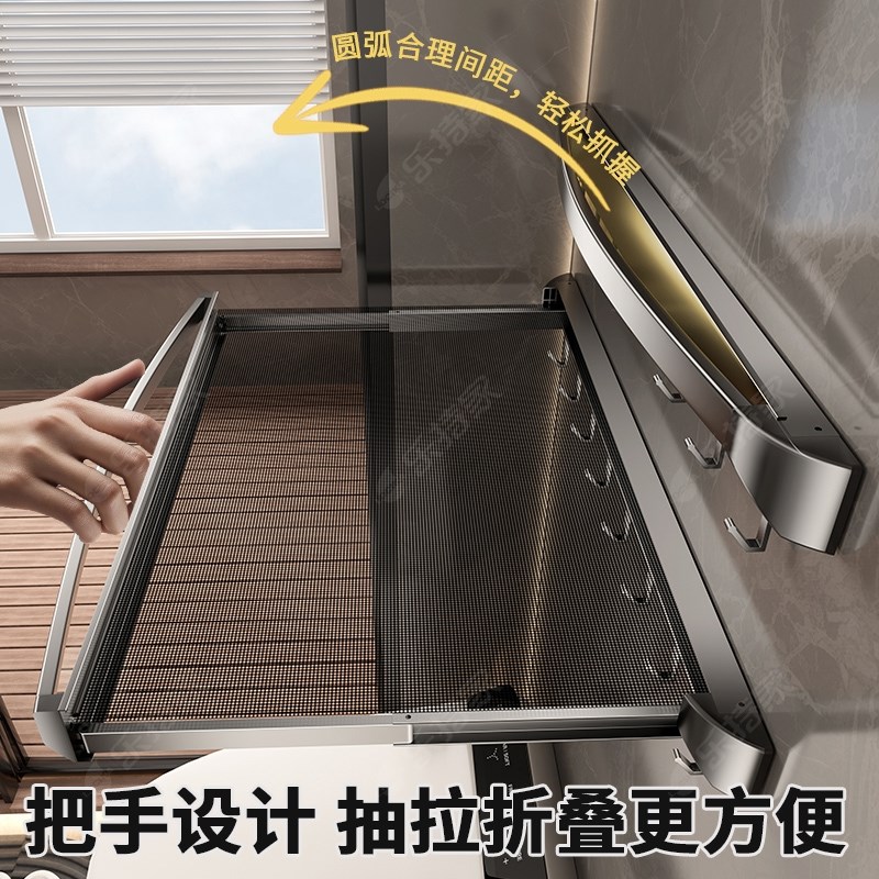 浴室隐形毛巾置物架收纳小户型浴巾架子卫生间免打孔壁挂伸缩折叠