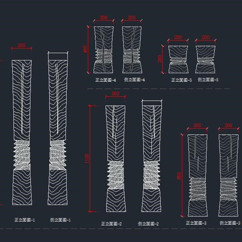 《盘龙柱》木质摆件5件套商业空间酒店软装地产雕塑