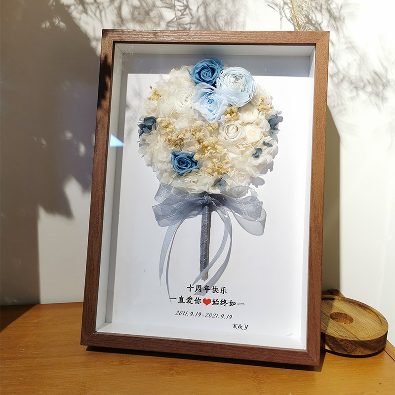 定制相框结婚花束相框新s婚结婚礼物送新人结婚周年纪念日生日老