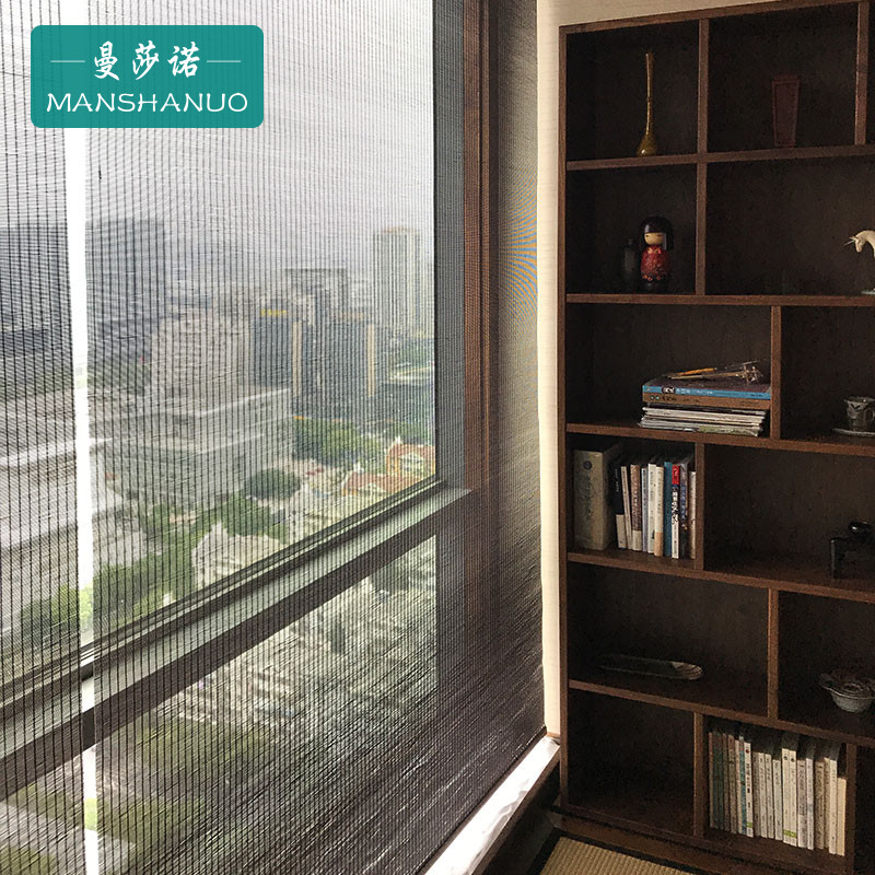 新中式竹帘窗帘卷帘装饰隔断屏风帘茶室挂式遮阳电动升降门帘遮光