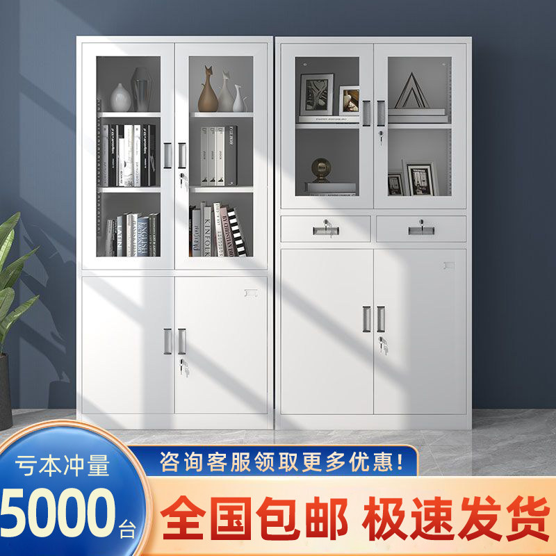 钢制书柜铁皮办公室文件柜资料档案柜抽屉密码锁财V务凭证柜矮柜图片