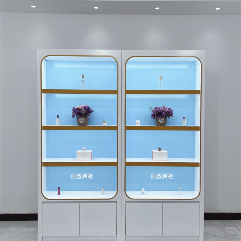 烤漆化妆品展示柜简约美容院护A肤品展示柜商场美甲店陈列高柜定