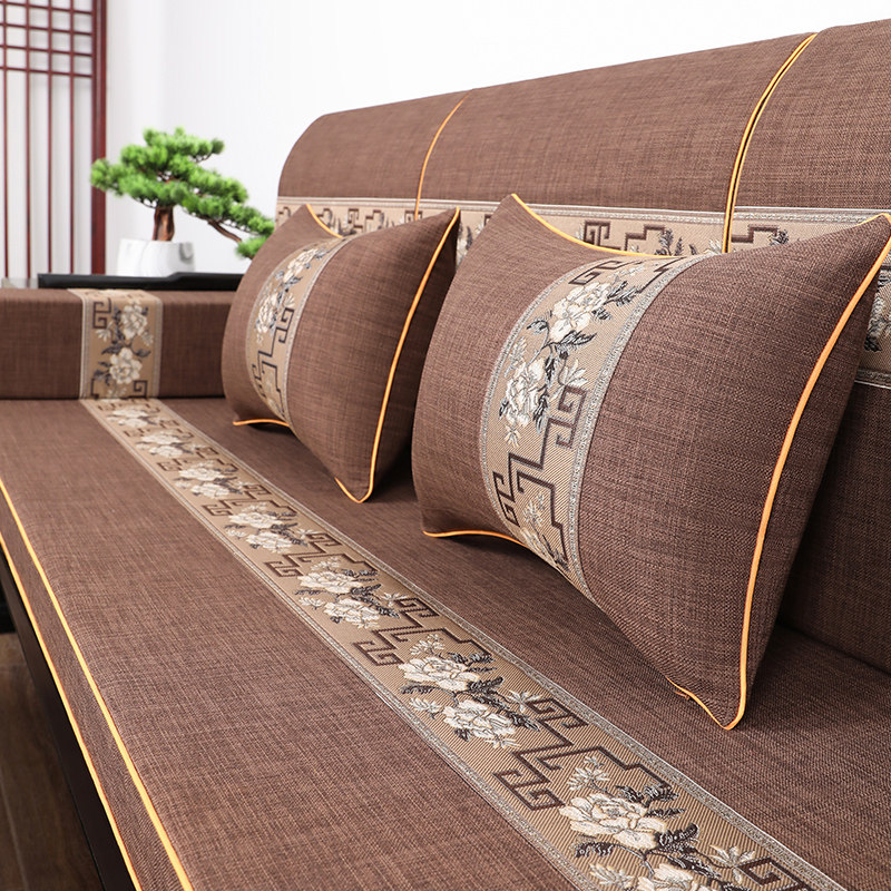 红木椅子坐垫沙发垫新中式咖色实木家具加厚海绵垫防滑可拆洗定制