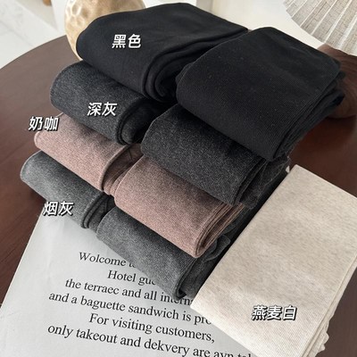 加绒加厚打底裤女2024新款秋冬保暖显瘦黑色连裤袜打底袜外穿灰色