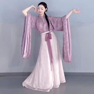 新国风魏晋古典舞战国袍子印花交领广袖 八破裙艺考练功舞蹈服套装