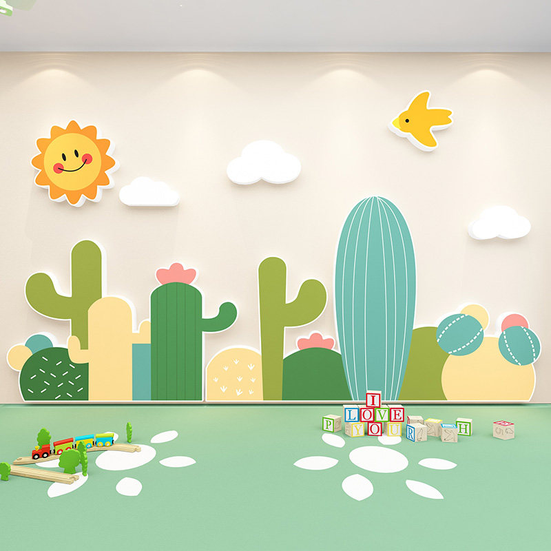 幼儿园卡通立g体墙贴森林动物贴纸环创主题教室背景墙装饰自粘成
