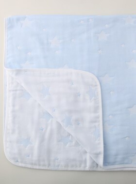 bibibest宝宝纱布浴巾105*110cm六层纱纯棉婴儿洗澡巾浅蓝色水洗