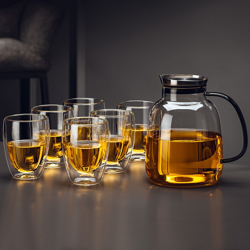 耐高温双层玻璃杯套n装家用高颜值隔热泡绿茶杯冷水壶待客喝水杯