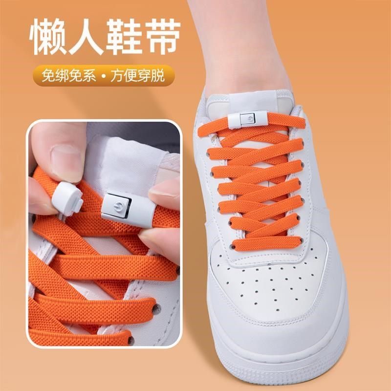 女款懒人免系鞋带卡扣儿童弹力松紧鞋扣帆布鞋白色扁平防掉跟男款
