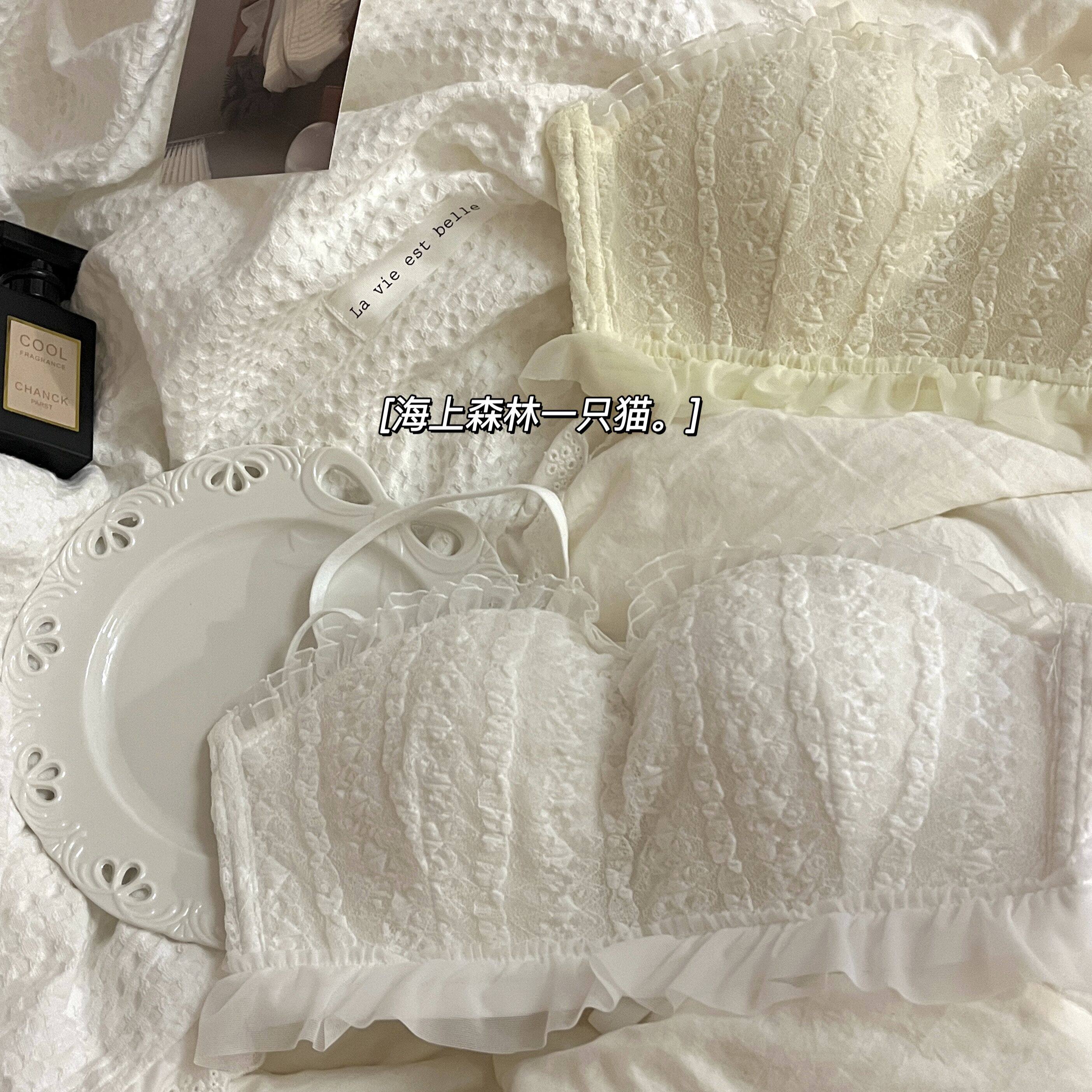 抹胸无肩带内衣女小胸显大聚拢防滑裹胸I防走光少女文胸罩套装夏