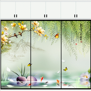 衣柜推拉门定制彩绘衣柜门定做高光移门钢化玻璃衣柜门壁柜滑动门