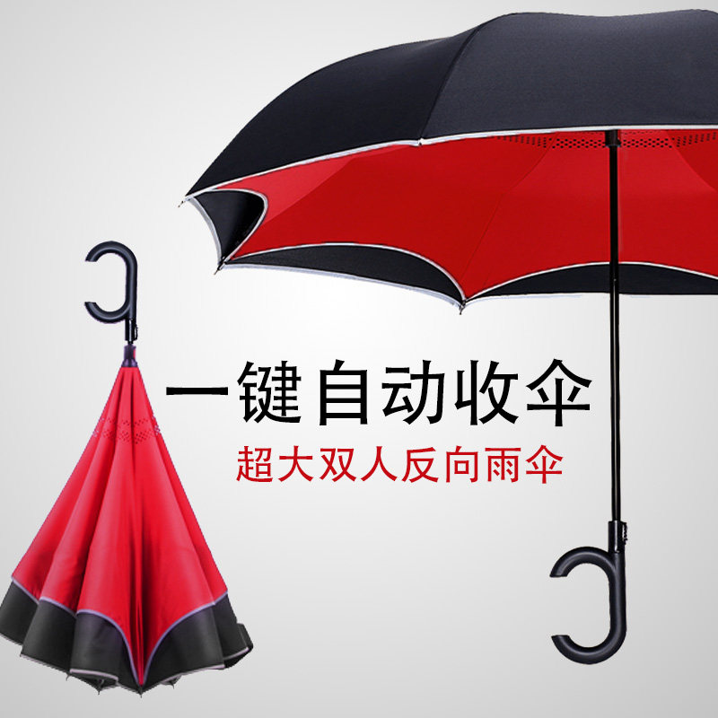 一键收3-4人超大m雨伞长柄大号男女自动晴雨两用暴雨专用反折大伞