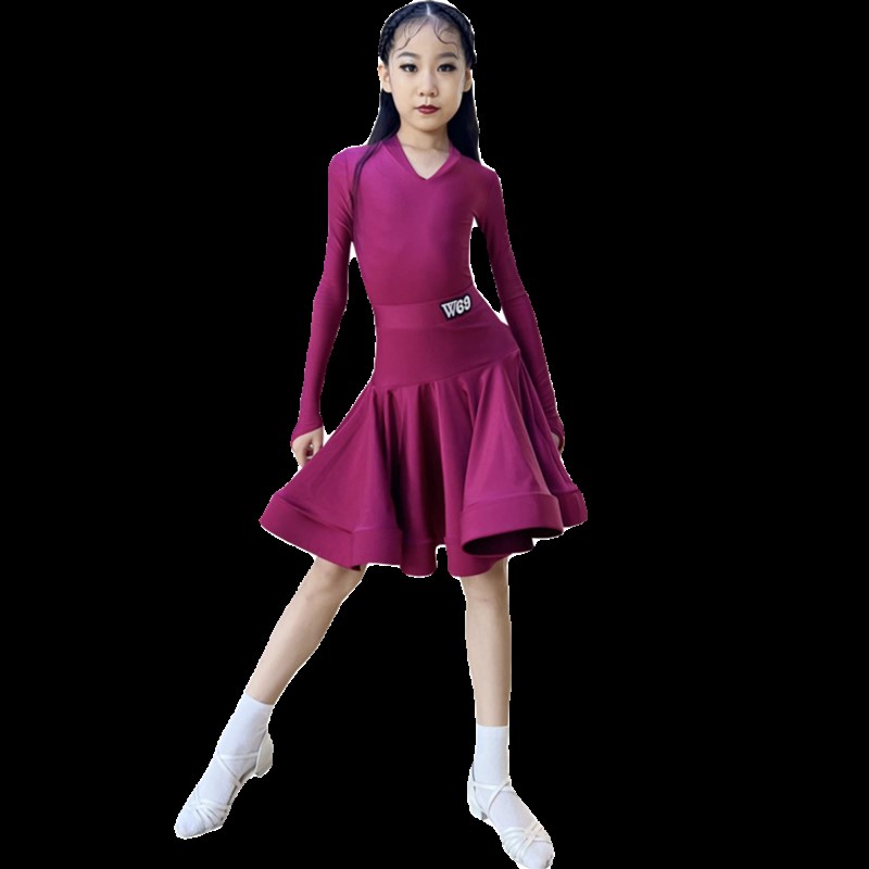 拉丁舞比赛服女儿童表演服装高级舞蹈规定服少儿拉丁舞服黑色