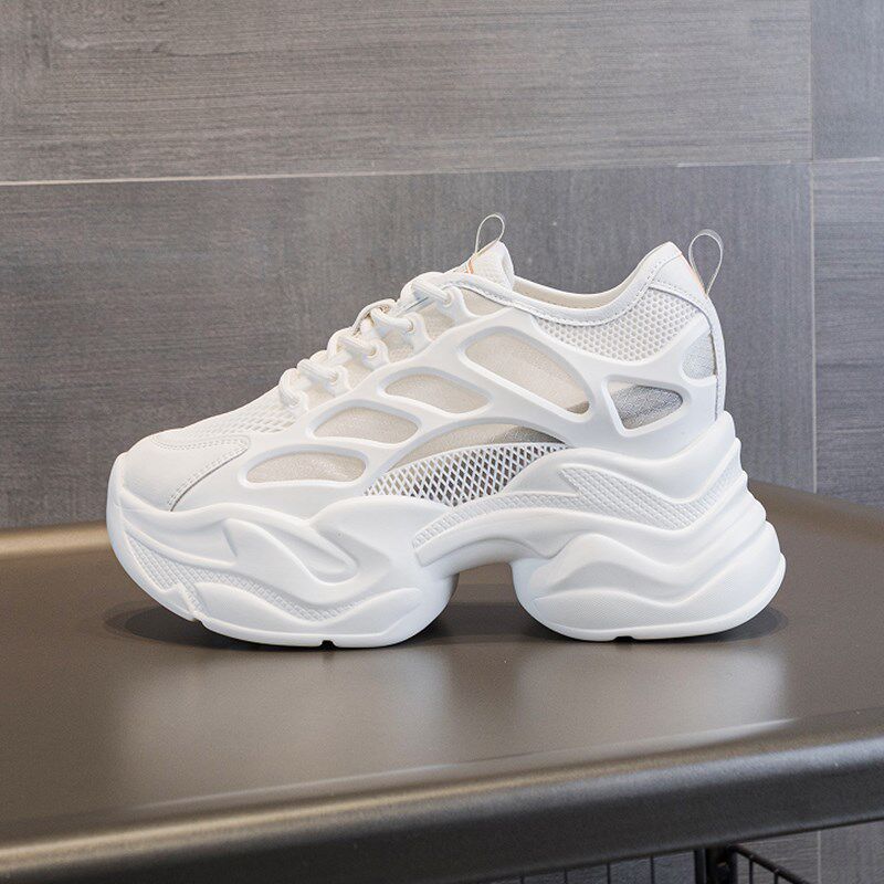 内增高女鞋小个子夏天穿的网鞋显高显瘦松糕厚底休闲运动鞋小白鞋