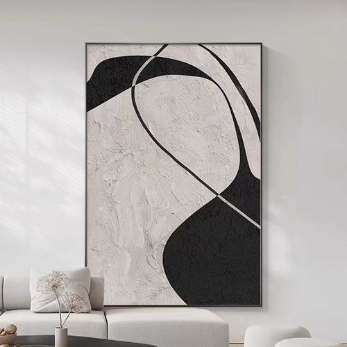 现代简约装饰画黑白灰风格抽象画客厅沙发背景挂画餐厅壁画高级感