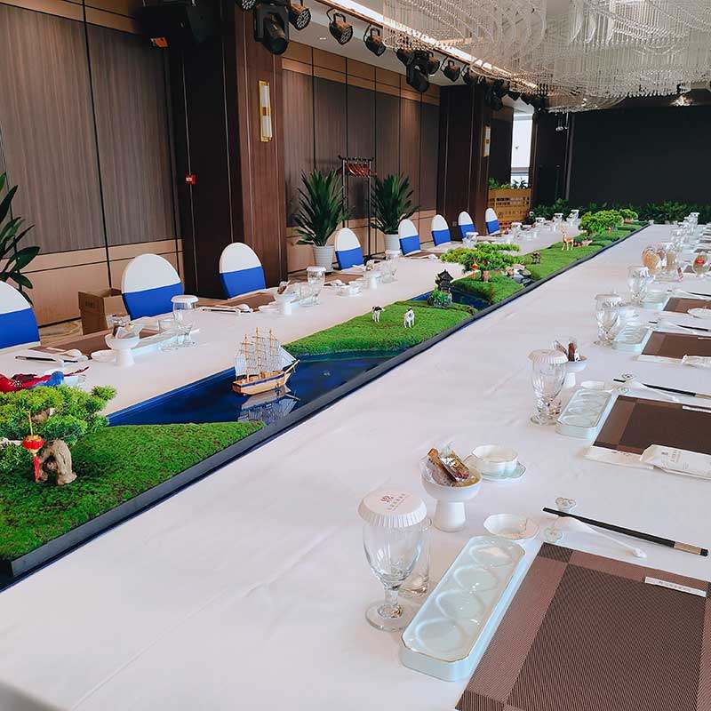 大型长桌会议桌花微景观r餐桌装饰摆饰自助餐桌定制高档西餐桌摆