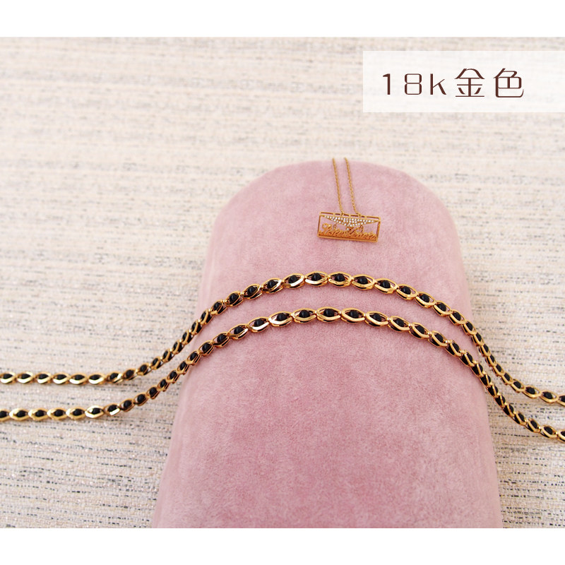 纯铜包链金链黑珠包链条带配件带替换包带斜挎背包带子金属细链女