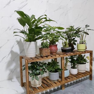 实木花架窗台加宽多层高低脚阳台窄台面多肉收纳架客厅木架支撑架