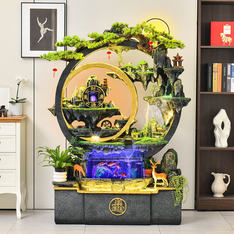 假山流水喷泉摆件循环水客厅水幕墙屏风隔断公司酒店大型落地装饰