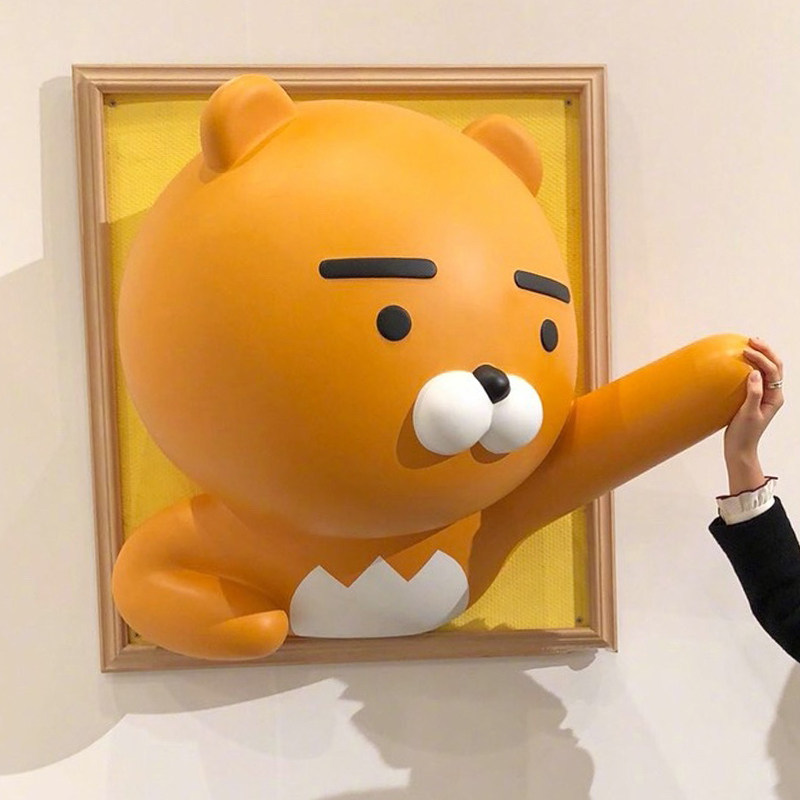 网红卡通Kakao卡考壁挂奶茶甜品店铺打卡拍照背景墙装饰商场橱窗