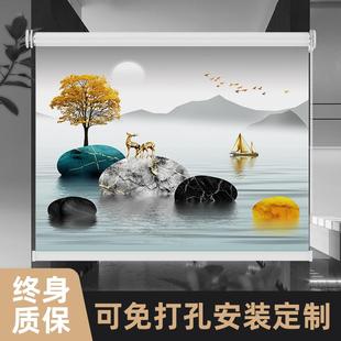 全遮光百叶厨房家用卫生间厕所防水卷拉式 卷帘窗帘升降免打孔安装