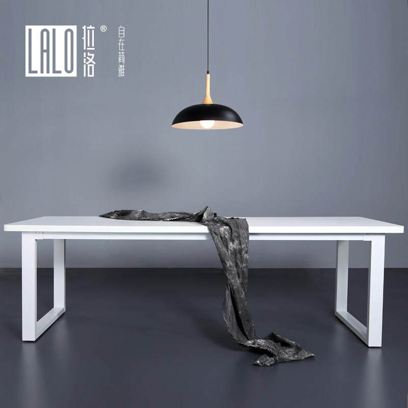 拉洛 办公桌子北欧会议桌简约现代书桌电脑桌 设计师纯白色大桌子