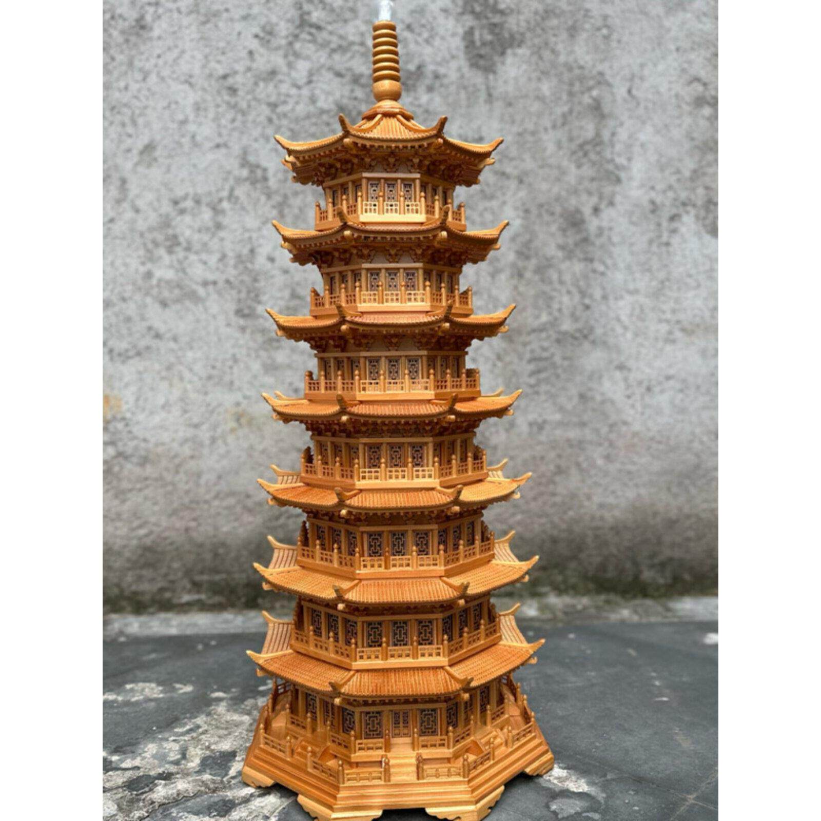 中国木雕古建筑模型家居礼品八角形精美塔木塔应县木塔饰品厂直销