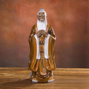 石湾陶瓷雕塑 工艺品摆件家居书房摆设老师长辈送礼先师 孔子行教