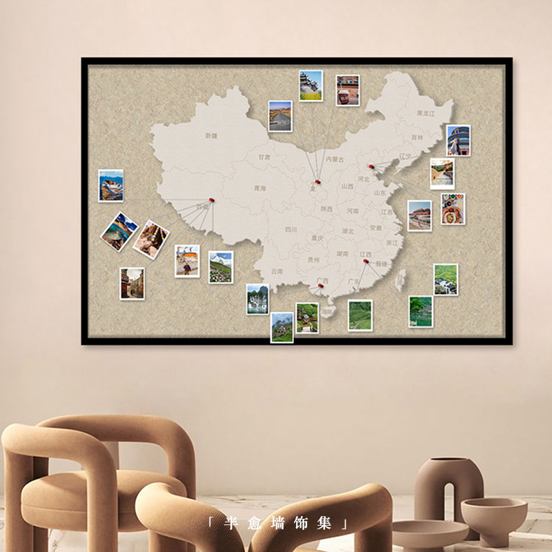 旅行照片墙毛毡板墙贴墙面装饰自粘立体背景墙立体软木挂画装饰画
