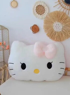 毛绒kt猫靠枕床头靠垫宿舍靠背垫汽车抱枕可爱女生沙发座椅护腰xx