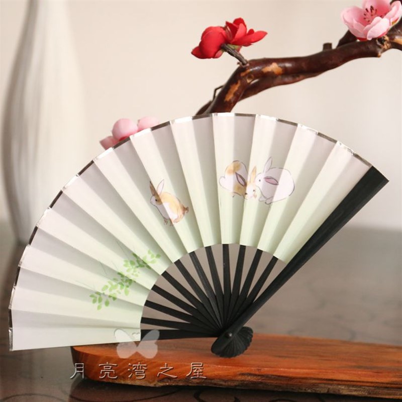 新款中国风12生肖迷你P小扇竹柄折扇可爱卡通纸扇儿童扇口袋扇15c