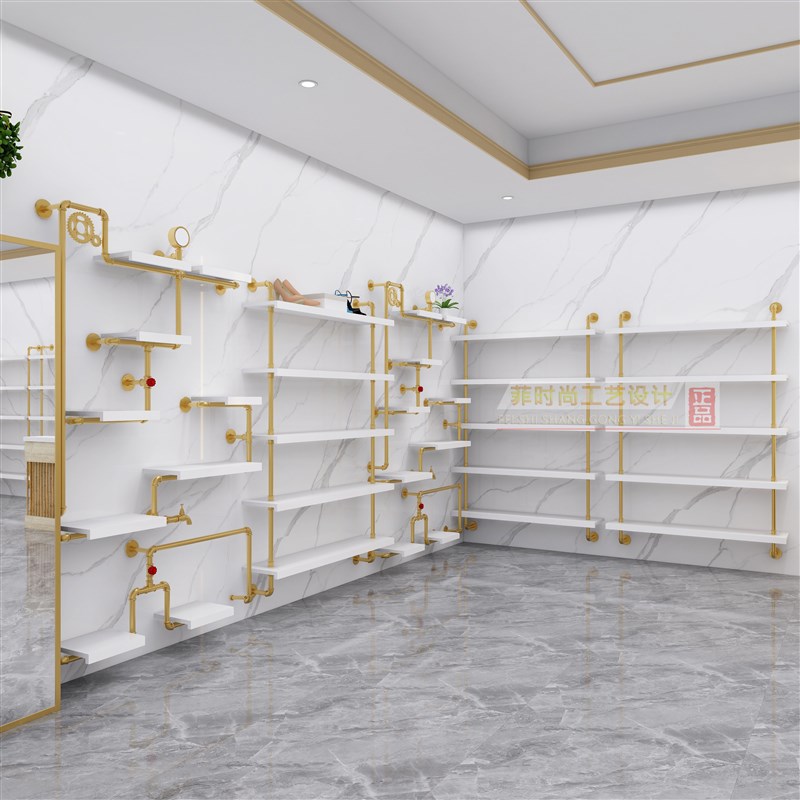 商场鞋店鞋架展示架上墙店铺用商用网红童鞋货架专用带灯包包架