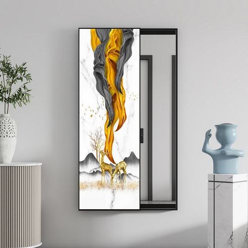 隐藏式试衣镜子可推拉装饰画镜玄关家用壁挂穿衣镜艺术隐形全身镜