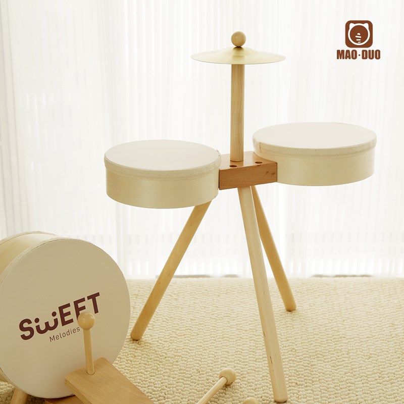 儿童架子鼓实木质手拍鼓益智打鼓打击乐器宝宝音乐玩具周岁礼物HJ