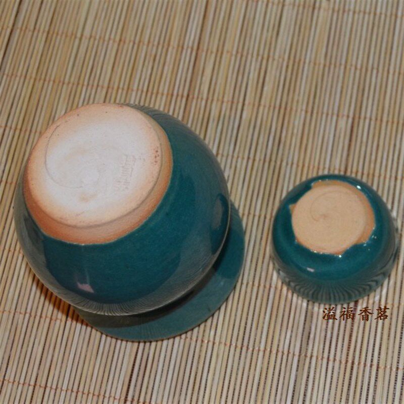 云南华宁陶 宁州窑绿釉小工艺瓶 双口罐 土陶小花器