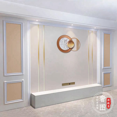 新款简约电视机背景墙壁画墙布墙纸立体高档墙纸壁布装饰客厅画布