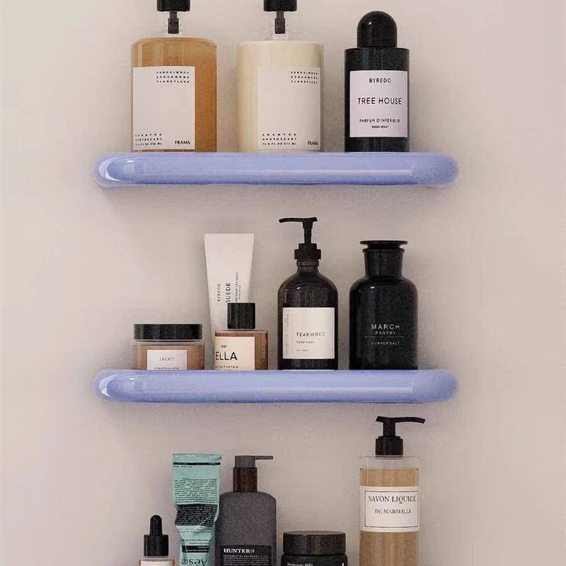 糖果色红色不锈钢置物架浴室卫生间上墙收纳架多巴胺配色收纳架