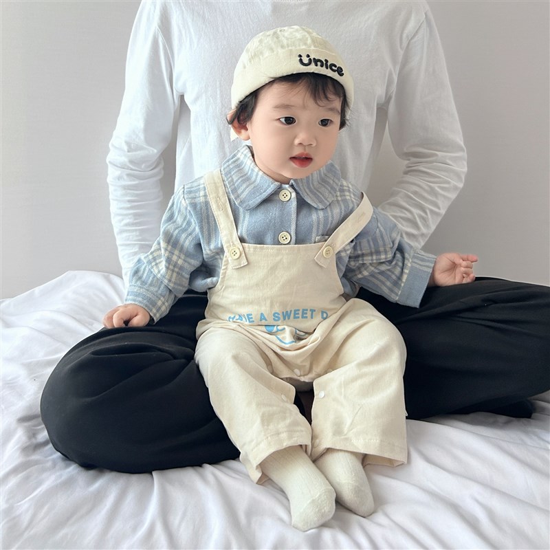 宝宝连体衣春秋款婴幼儿秋季套装超萌可爱背带两件套婴儿外出服秋