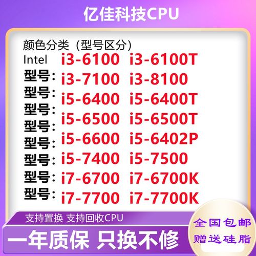 i5 6400 6500 t 7400 7500 i7 6700K  i3 8100 6100 7100 回收CPU