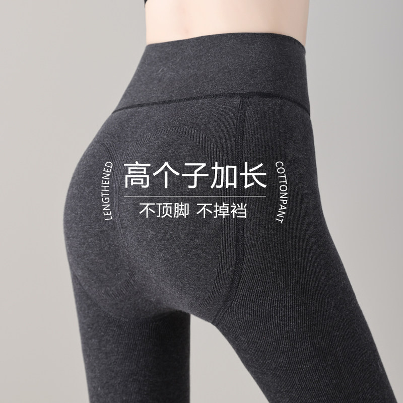 深灰色高个子连裤袜加绒不掉档条纹打底裤女外穿棉裤X加长春秋冬