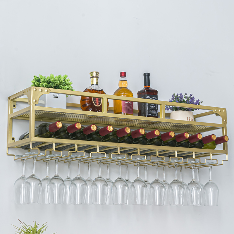 酒吧台壁挂酒架置物架红酒架子展示架酒杯架倒挂摆件背景墙装饰架