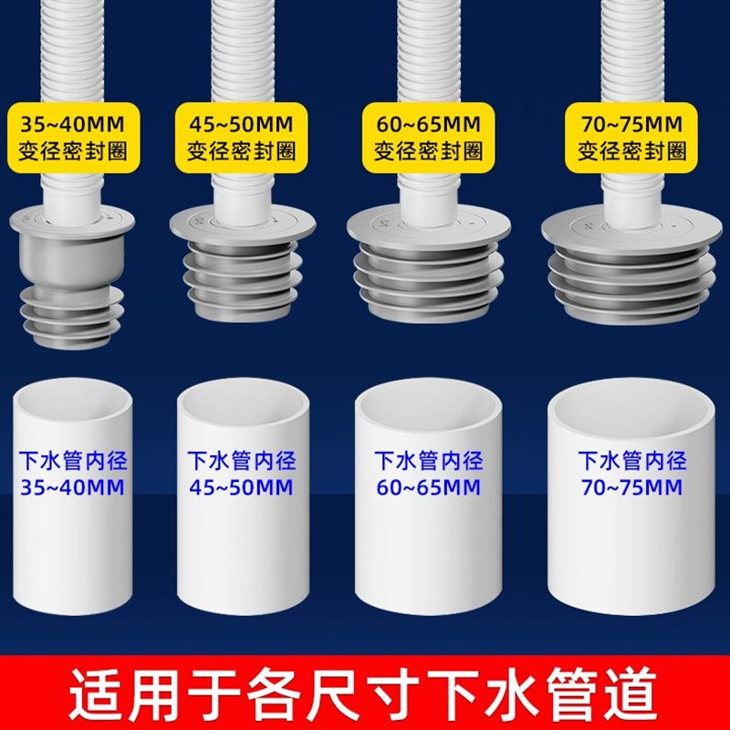 郎奇下水管道硅胶防臭密封圈塞厨房堵口器卫生间排水管防返臭神器