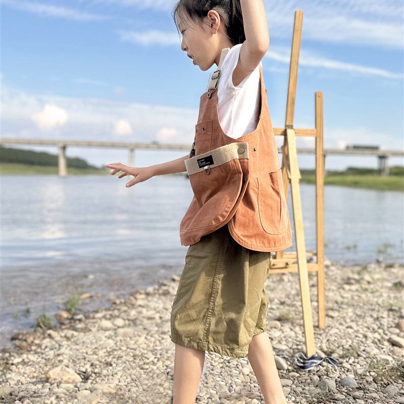 儿童围裙简约成人罩衣防污幼儿园活动班服美术画画亲子定制印logo